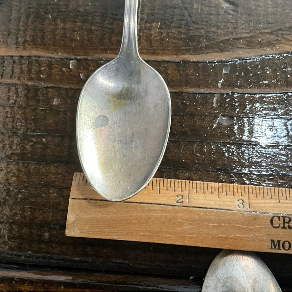 Vintage Lot of 5 Old Company Plate Spoons 3 Tablespoons 2 Teaspoons